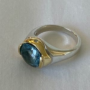Movado Blue Topaz and Diamond Ring Size 7